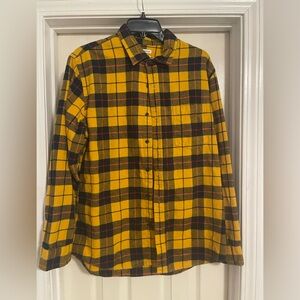 Amazon Essentials Men's Yellow and Black Plaid Shirt